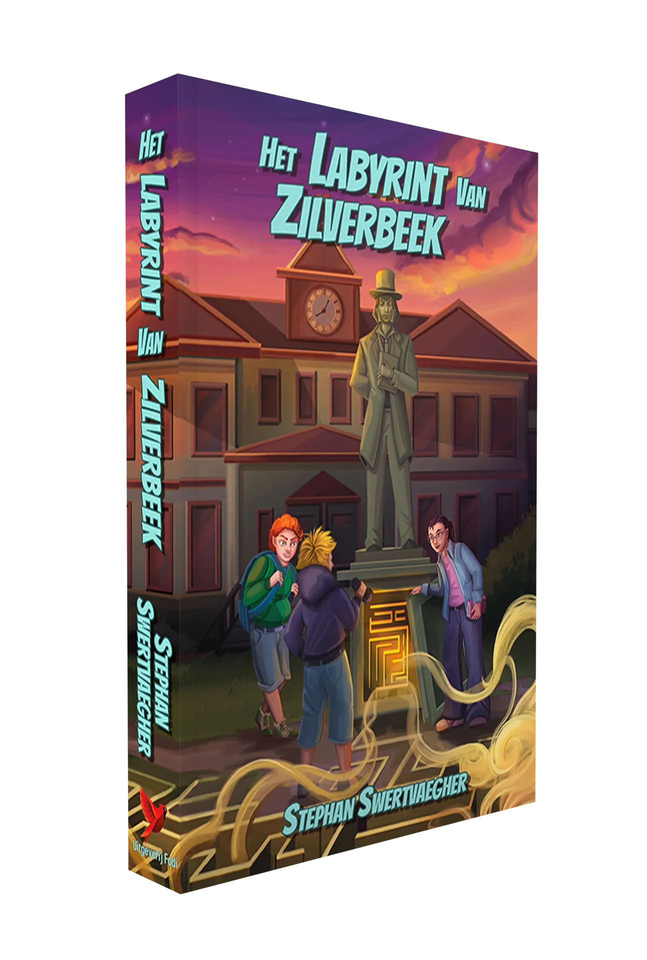 Het labyrint van Zilverbeek cover, Stephan Swertvaegher, Uitgeverij Fodi mockup